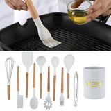 11Pcs White Silicone Kitchenware Kit NonStick Kitchen Utensils with Storage Box V1294-YM0901-3118200128411