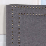 Bed Head Queen Charcoal Headboard Upholstery Fabric Studded Buttons V43-BED-ENZOQCH