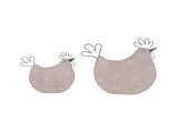 Set 2 Mum & Child Pastel & Rust Chooks 17cm V637-52404CHK