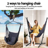 Gardeon Hammock Chair Outdoor Camping Hanging with Stand Grey HM-CHAIR-PILLOW-GREY-H