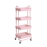 Levede 4 Tiers Kitchen Trolley Cart Pink HO0576-4-PK