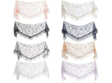 8PCS Triangle Lace Mantilla Set, Floral Triangle Head Covering Scarf, Embroidered Fringe Chapel V1192-AZ-W-18368