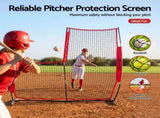 Everfit Baseball Pitching Net L Screen Softball Practice Portable Black SN-B-BS77-RD
