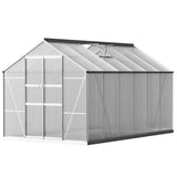 Green Fingers Greenhouse 3.7x2.5x2.26M Double Doors Aluminium Green House Garden Shed GH-ALU-C-370X250-DOU-AB