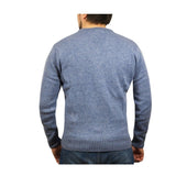 100% Shetland Ragg Wool V Neck Knit Jumper Pullover Mens Sweater Knitted - Sky - L V563-SW-VN-SKY40-L
