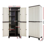 Gardeon Outdoor Storage Cabinet Box 173cm Lockable Cupboard Sheds Garage Adjustable Beige OSC-CABI-H1D