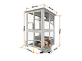 Samland Outdoor Wooden Cat Enclosure Catio with Wheels, Double Cat Houses & Roof V1060-DCT2502