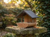 Wooden Bird Feeder Wall Mounted Creative Outdoor Ornament Large Capacity Weather Resistant Natural V1366-AZ2-W-16073