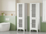 Artiss 2X Bathroom Storage Cabinet 160cm Tall Slim Floor Cupboard Toilet Glass Door White FURNI-C-BATH-TB02-WHX2