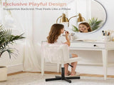13.8-18.9' Adjustable Vanity Chair, 360&deg Swivel Upholstered Ottoman Stool for Makeup Room Living V1366-AZ2-W-18272
