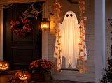 Halloween Hanging Swinging Ghost Decoration with Maple Leaf Vines, Remote Controlled LED Light, V1366-AZ2-W-24747