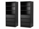 Artiss 2x Chest of 3 Drawers Tallboy Cabinet Black FURNI-L-CDR-3D3S-BK-ABX2