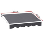 Instahut Retractable Folding Arm Awning Manual Sunshade 2Mx1.5M Grey AWN-B-ARM-20X15-GREY