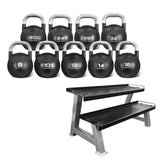 CORTEX 8kg to 32kg Commercial Steel Kettlebell V2 Package with Kettlebell Stand V420-CXST-KBS2-B