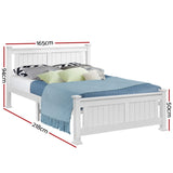 Artiss Bed Frame Queen Size Wooden White RIO WBED-D-004Q-153-AB