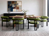 Artiss Dining Chairs Set of 6 Velvet Upholstered Barrel Chairs with Curved Armrests & Back Green UPHO-C-DIN-2553-GNX6