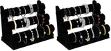 2Pack Velvet Bracelet Holder with 3 Tier Rack, Black Detachable Jewelry Display Stand T-Bar Necklace V1107-107-75439-BLK-2PACK