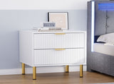 Levede Bedside Table with 2 Drawers White Metal Legs CH1135