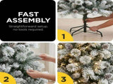 Christabelle 2.3m 7.5ft Alpine Snow Christmas Tree Pre Lit Multi Function LED Flocked Pine Cone 112_WFLAS75