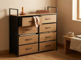 CARLA HOME 8 Drawer Tallboy Large Storage Cabinet - Brown - Rustic - Steel - Chest Drawers Tallboy V178-36456