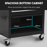 Bullet Pro 4 Drawer Tool Box Cabinet Trolley Storage, with 1-Door Toolbox Garage Organiser Set, V219-TOLCABBU15KA