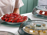 Dish Cover PET Heat Insulation Storage Transparent Dustproof for Home Picnic Cooking Green V1294-YM0717-3111220217211