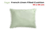Vintage Design Homewares Sage French Linen Filled Cushion Square - 55cm x 55cm V442-HIN-CUSHION-FRENCHLINEN-SAGE-SQ