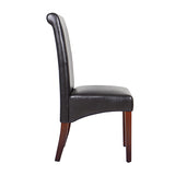 2x Wooden Frame Black Leatherette Dining Chairs with Solid Pine Legs V43-DC-SWI-BLN