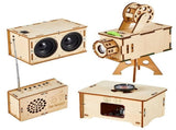 4 Set of Wooden Puzzle DIY Craft Kit Speaker Radio Gramophone Projector Soldering Practice DIY V1369-AZ3-W-08454