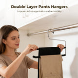 10PCS Double Layer Pants Hangers, Space Saving Closet Organizer with Non Slip Foam Padded, Heavy V1369-AZ3-W-08848