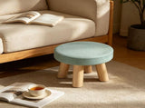 Round Wooden Foot Stool with Padded Seat - Solid Wood Stool for Footrest, Small Side Table, or Extra V1366-AZ2-W-19788