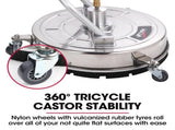 Jet-USA 18" Stainless Steel Pressure Washer Surface Cleaner with Yoke Handlebar, 3/8" Fitting, For V219-PRWCLNJT18SA