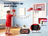 Everfit 2 in 1 Kids Basketball Hoop Adjustable Stand Over Door Scoreboard Red BAS-HOOP-ELEC-2IN1-RD