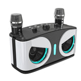 Wireless Bluetooth Karaoke Speaker with 2 Microphone Home KTV Set White V1263-JX-6966-2