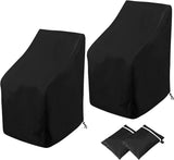2 Pack Waterproof Outdoor Furniture Covers for Garden Cushions Stacking Chairs Black V1258-DP02-BOL-558
