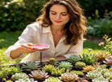 Colorful Glazed Ceramic Butterfly Water Dish With Ground Metal Stake, Shallow Pollinator Drinking V1366-AZ2-W-16890