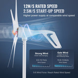 VEVOR 500W Wind Turbine Generator, 12V Wind Turbine Kit, 5-Blade Wind Power Generator with MPPT V952-FSSFLWLFDJ4078Z0GV9