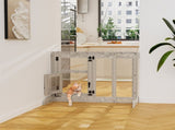 32" Tall Dog Door Gate Freestanding Adjustable Pet Barrier Gate Doorways Stairs V767-XPETDL78