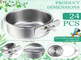 24 Pcs Stainless Steel Parrot Food Bowls Bulk 10 oz Bird Feeding Dish Cups for Cages Bird Bowls with V1259-DP01-F-134