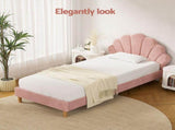 Artiss King Single Bed Frame BedStory Mattress Set Pink Velvet Scallop Bedhead with 20cm Mattress BFRAME-SET-ROSY-XFMA-KS