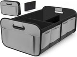 Grey and Black Heavy Duty Collapsible Car Boot Organiser - Large 65L Waterproof Trunk Storage Box V888-ELOSUNG32829