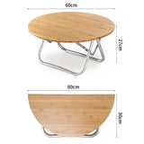 Portable Bamboo Folding Camping Table - Lightweight Round Table with Aluminum Alloy Frame for V888-ELOSUNG1095