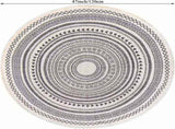 Grey Round Woven Cotton Rug with Fringes 120cm Washable Absorbent Rug Moroccan Style Print V1237-ZY-203-4061