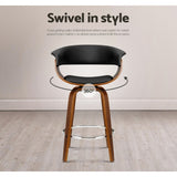 Artiss 4x Bar Stools Swivel PU Seat Wooden BA-TW-8201-BKX4