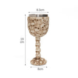 Resin Weathered BonePattern Goblet 2 PCS, Aged Bonetextured Surface, Stainless Steel Inner Insert, V1221-XM-LB4274-ZS107