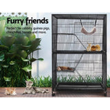 i.Pet Rabbit Cage 142cm Hutch 4 Level Bird Guinea Pig Ferret PET-FERRETCAGE-H140