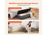 Storage Ottoman Bench, Button-Tufted End of Bed Bench with Side Bags, Flip-up Upholstered Storage V952-BYWSZYXTK404GT90L001V0