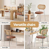 Artiss 4x Dining Chairs PU Leather Rattan Kitchen Lounge Cafe Accent Chair Brown DINC-B-S06-BRX4