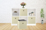 SORTI 27x28x27 CM Beige 8-Pack Foldable Storage Cubes - Fabric Bookcase Organizers for Toys and More V510-SML_BEIGE_8X