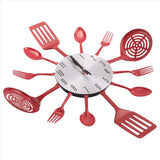 16 Inch Large Kitchen Wall Clocks with Spoons and Forks,3D Tableware Wall Clock Room Home V1370-AZ4-07582